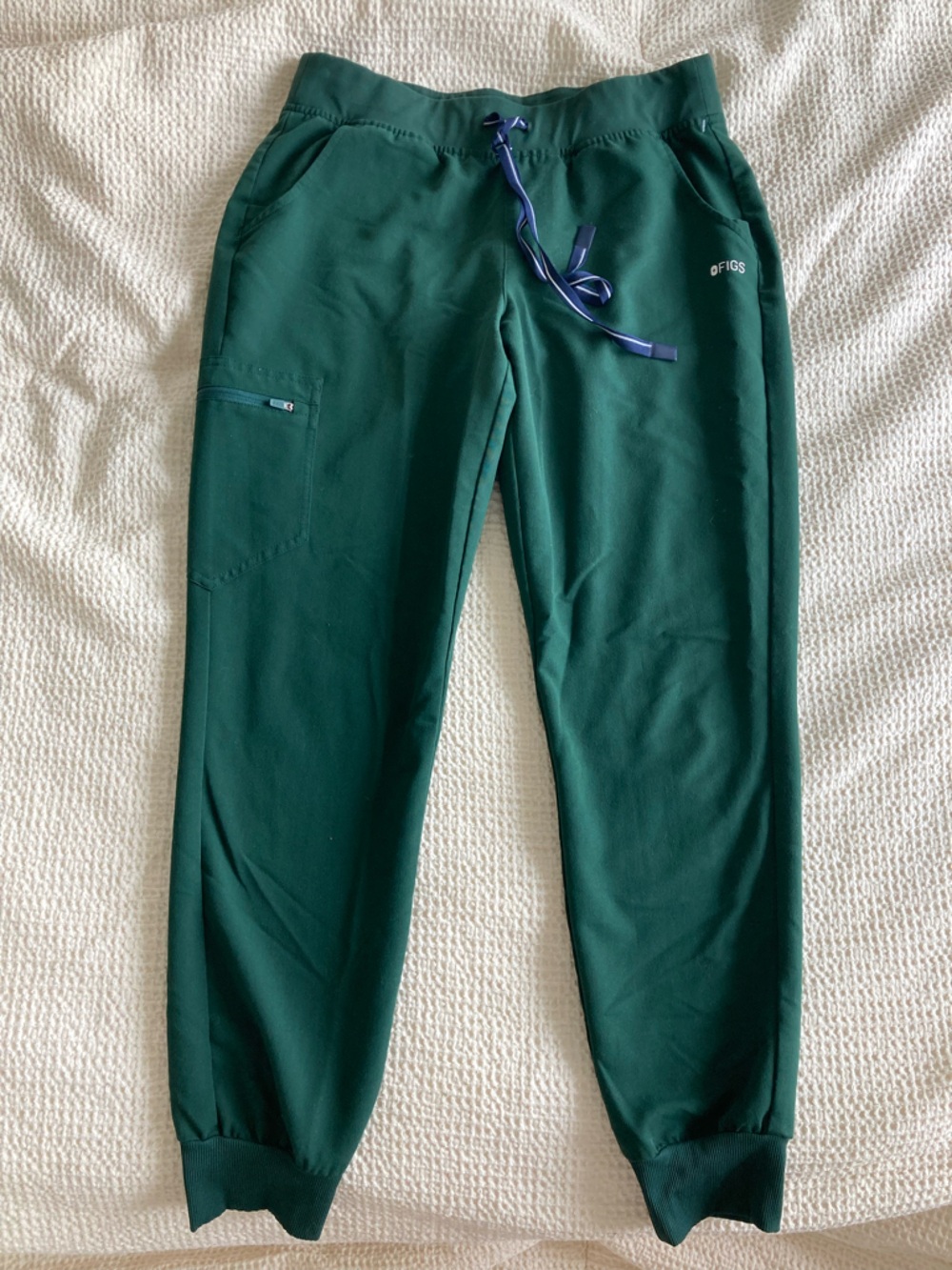Figs Forest Green Jogger Pant scrubs  with Navy Drawstring